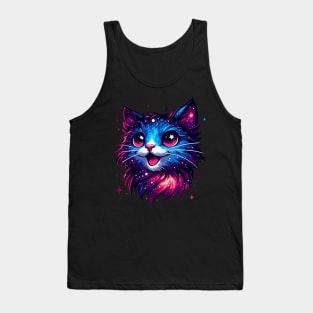 Kawaii Cosmic Cat in Stars Tank Top